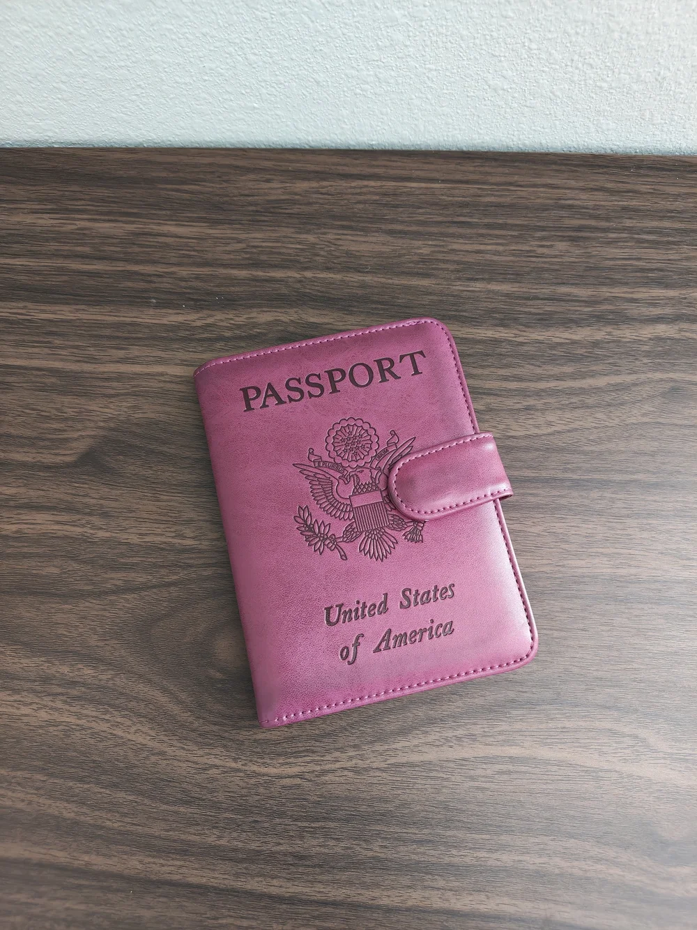 Pink Passport Holder Wallet with Snap Closure